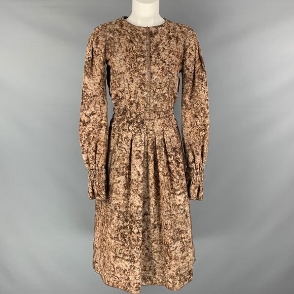 DOLCE & GABBANA Size M Brown Beige Wool Marbled Long Sleeve Dress - Picture 1 of 6
